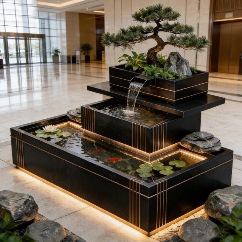 Fontaine en acier inoxydable - - Bonsai Garden With Koi Pond avis et prix