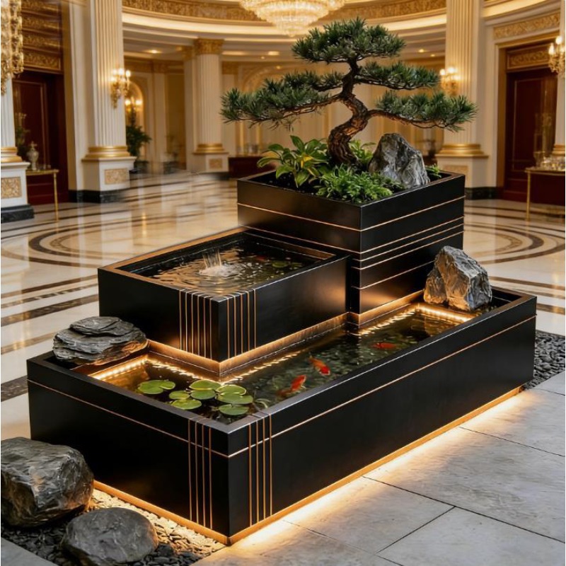 Fontaine en acier inoxydable - - Bonsai Garden With Koi Pond avis et prix